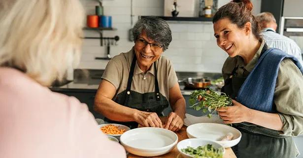 Man and woman cooking